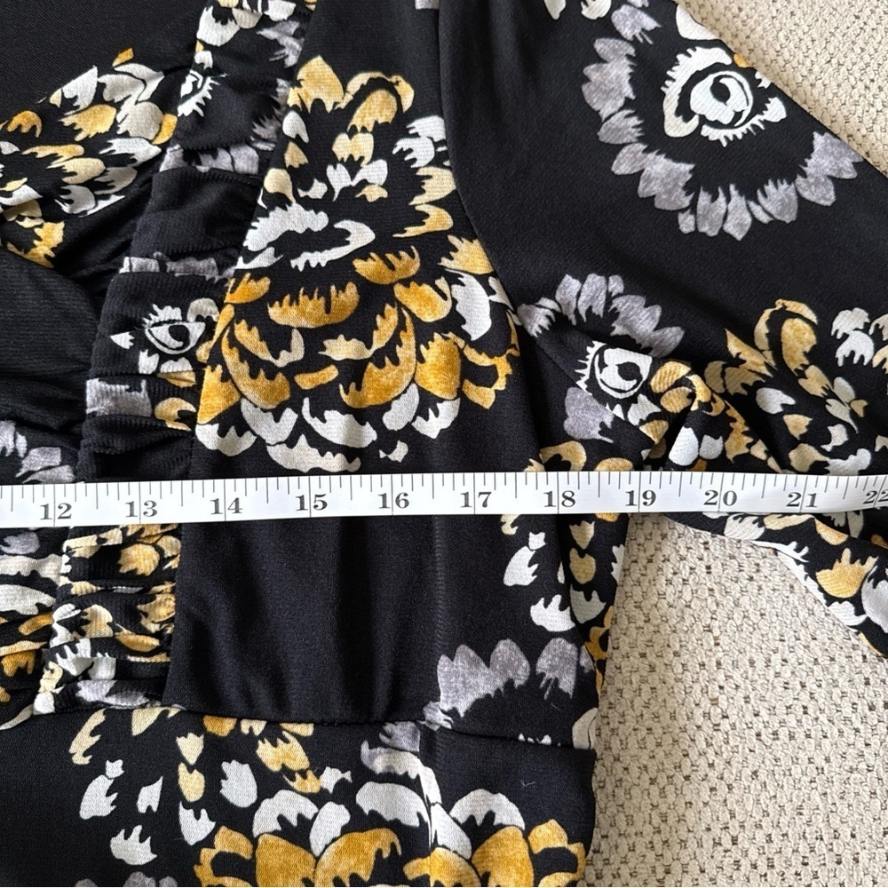 Style & Co Womens Black/grey/gold Floral Long Sleeve Blouse Size XL - Picture 6 of 7